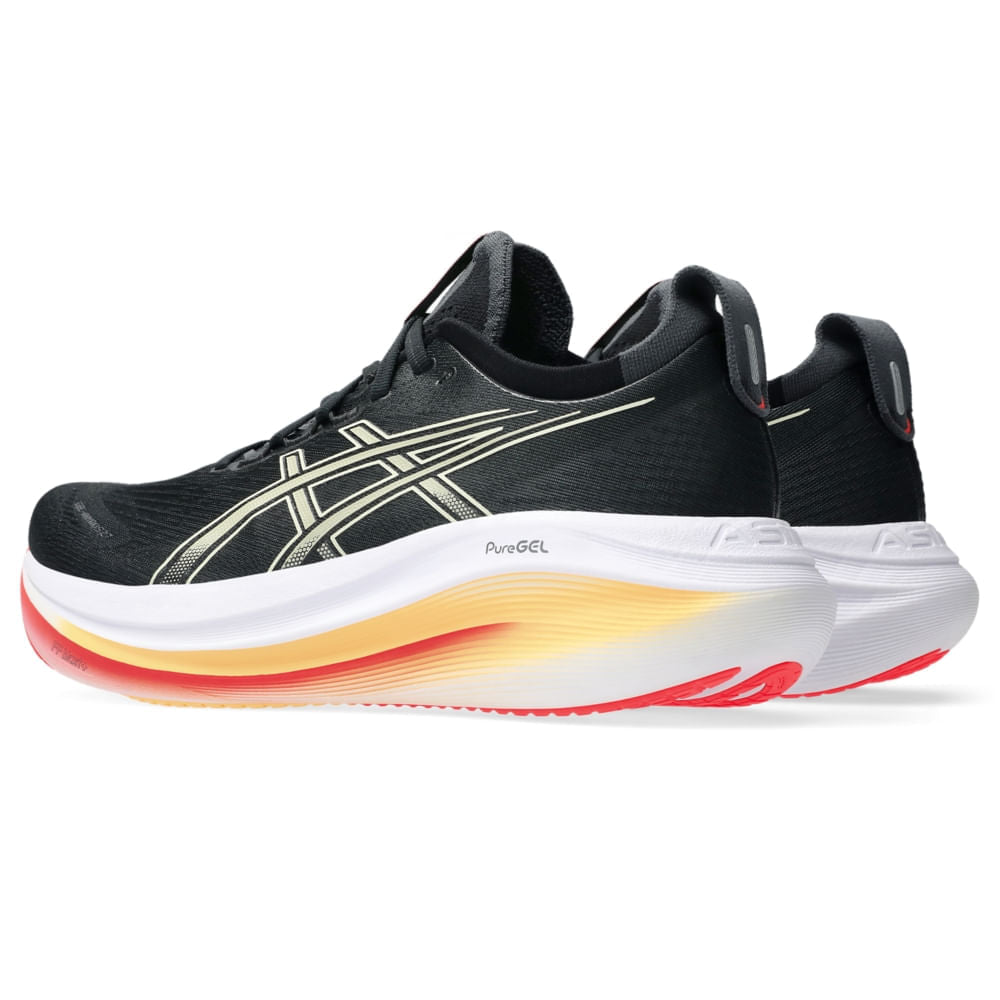 Tênis ASICS GEL-Nimbus 27 - Masculino - Preto/Verde vista frontal - 1011B958-005