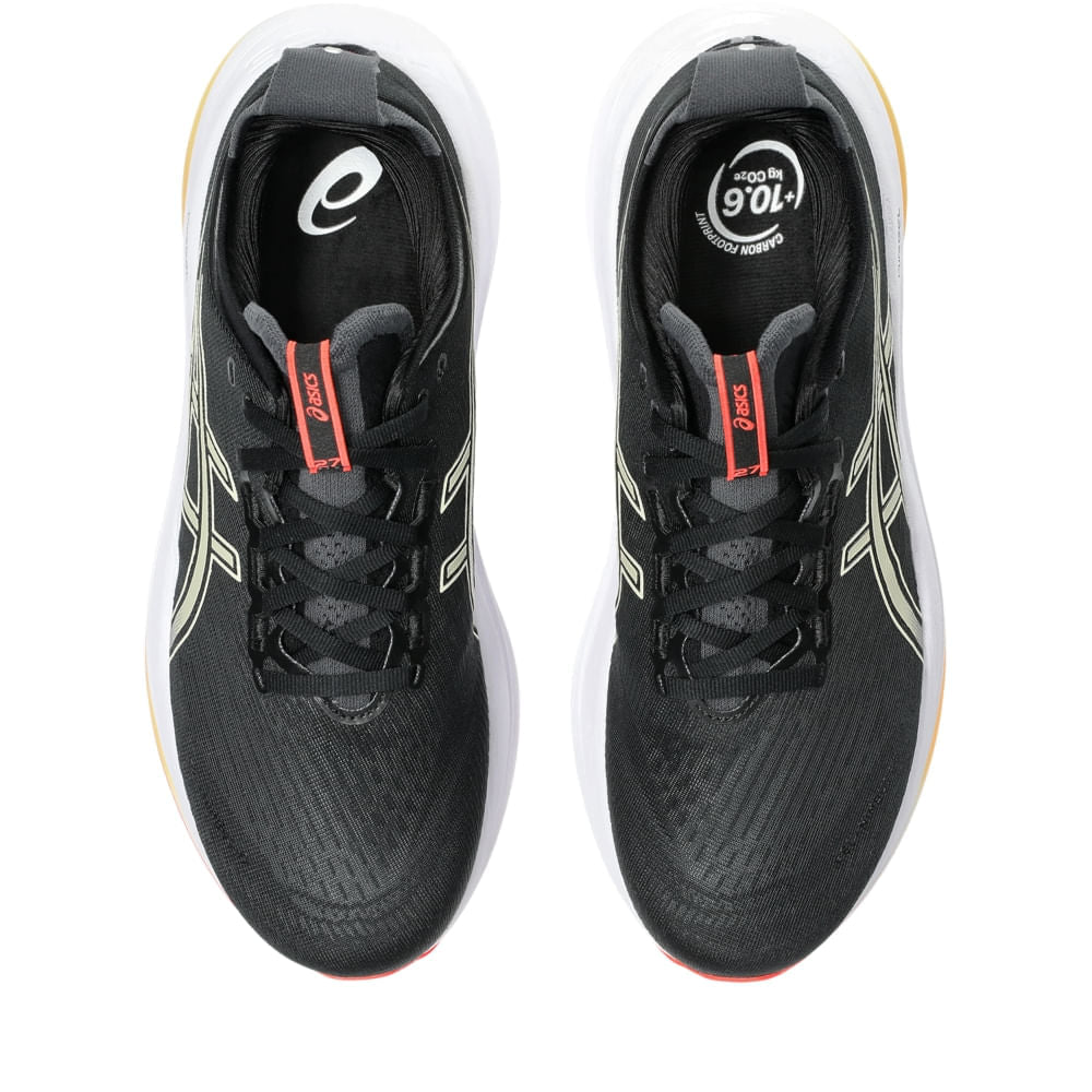 Tênis ASICS GEL-Nimbus 27 - Masculino - Preto/Verde vista superior - 1011B958-005