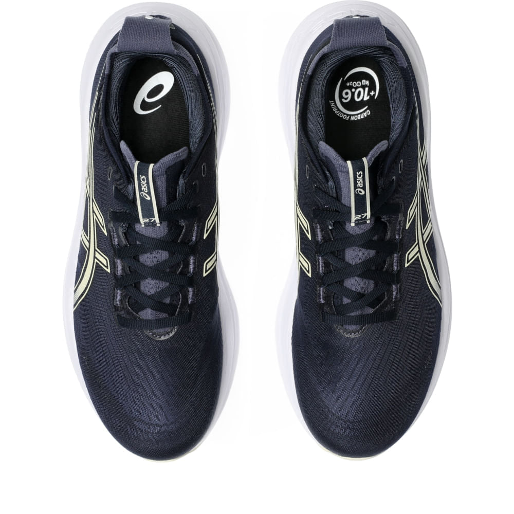 Tênis ASICS GEL-Nimbus 27 - Masculino - Azul/Bege vista superior - 1011B958-403