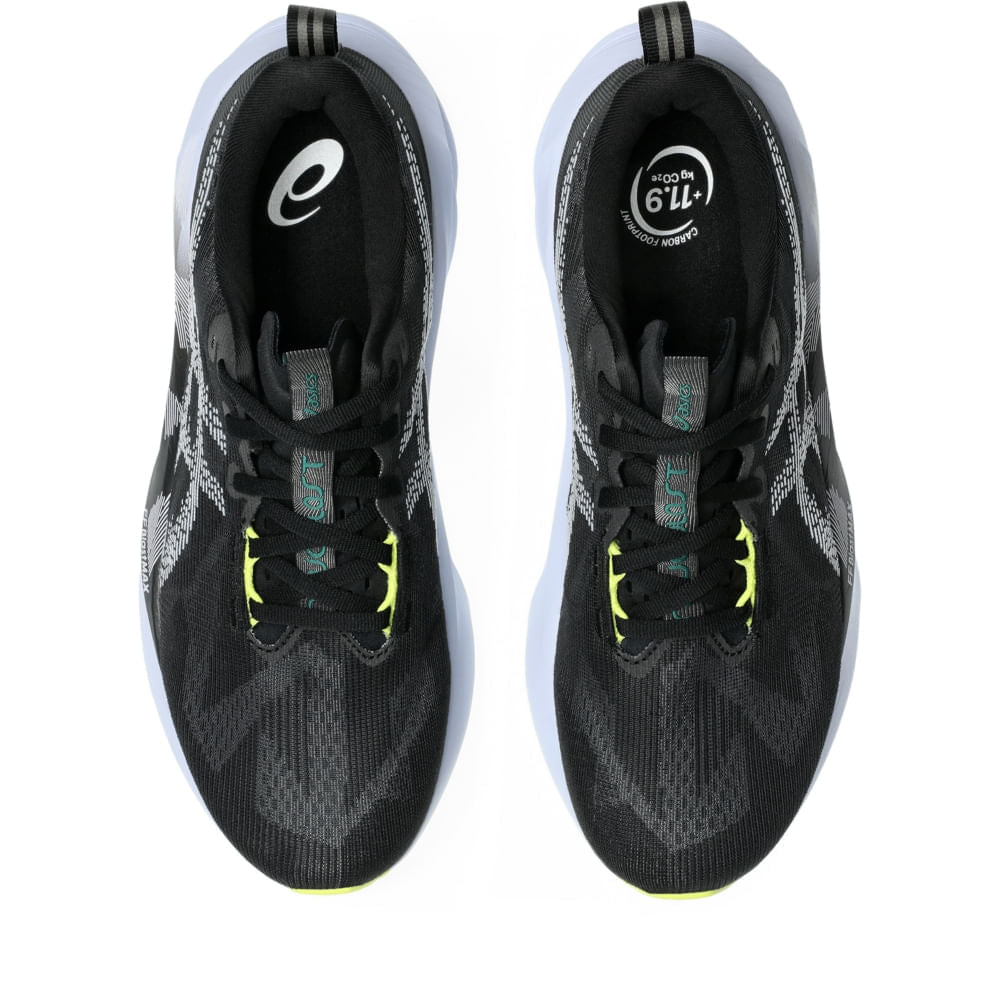 Tênis ASICS Novablast 5 - Masculino - Preto/Azul vista superior - 1011B974-003