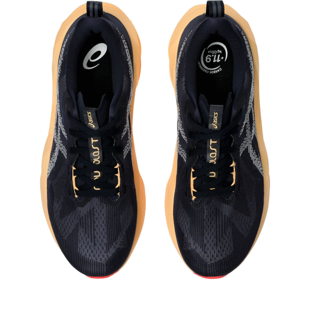 Tênis ASICS Novablast 5 - Masculino - Azul/Laranja vista superior - 1011B974-404