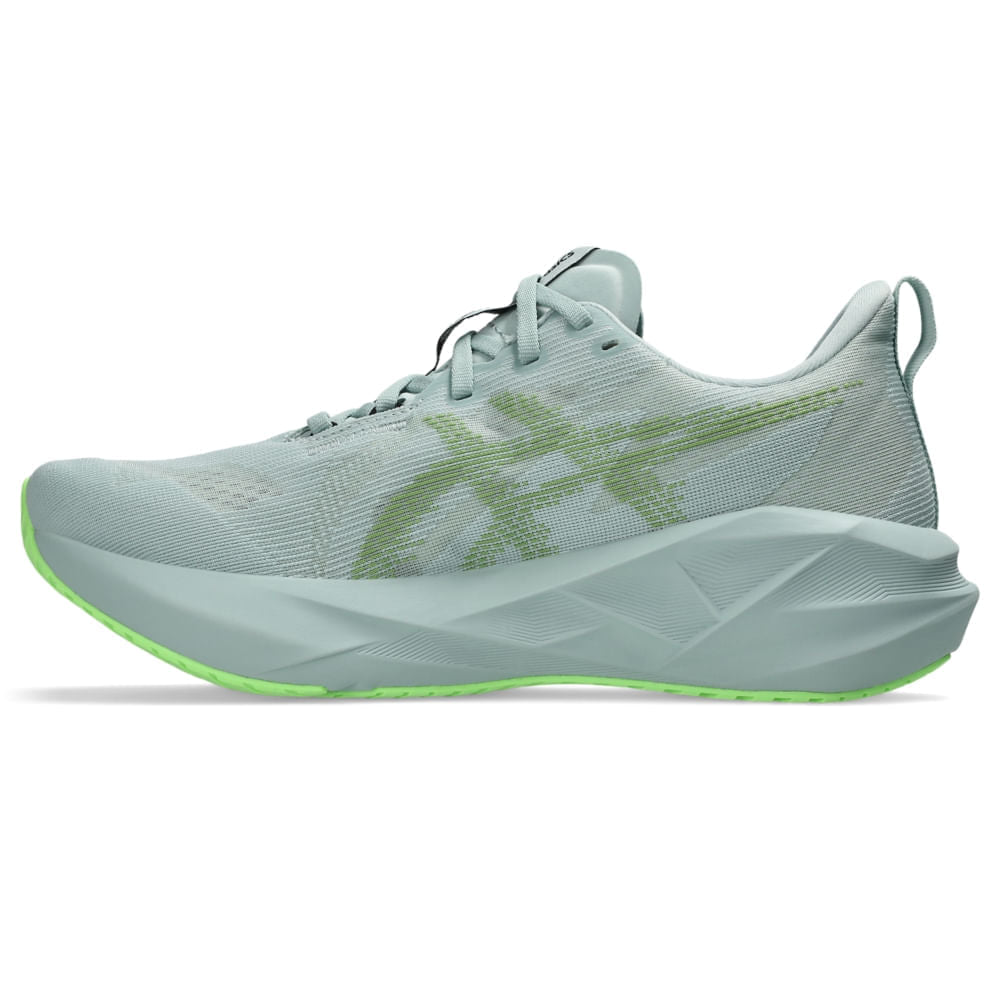 Tênis ASICS Novablast 5 - Masculino - Azul/Laranja vista lateral esquerda em perspectiva - 1011B974-406