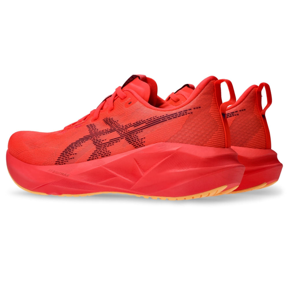 Tênis ASICS Novablast 5 - Masculino - Vermelho/Roxo vista frontal - 1011B974-600