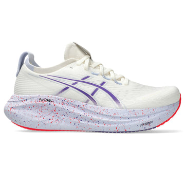 Tênis ASICS GEL-Nimbus 27 Tokyo - Masculino - Bege/Roxo vista lateral direita - 1011C120-500