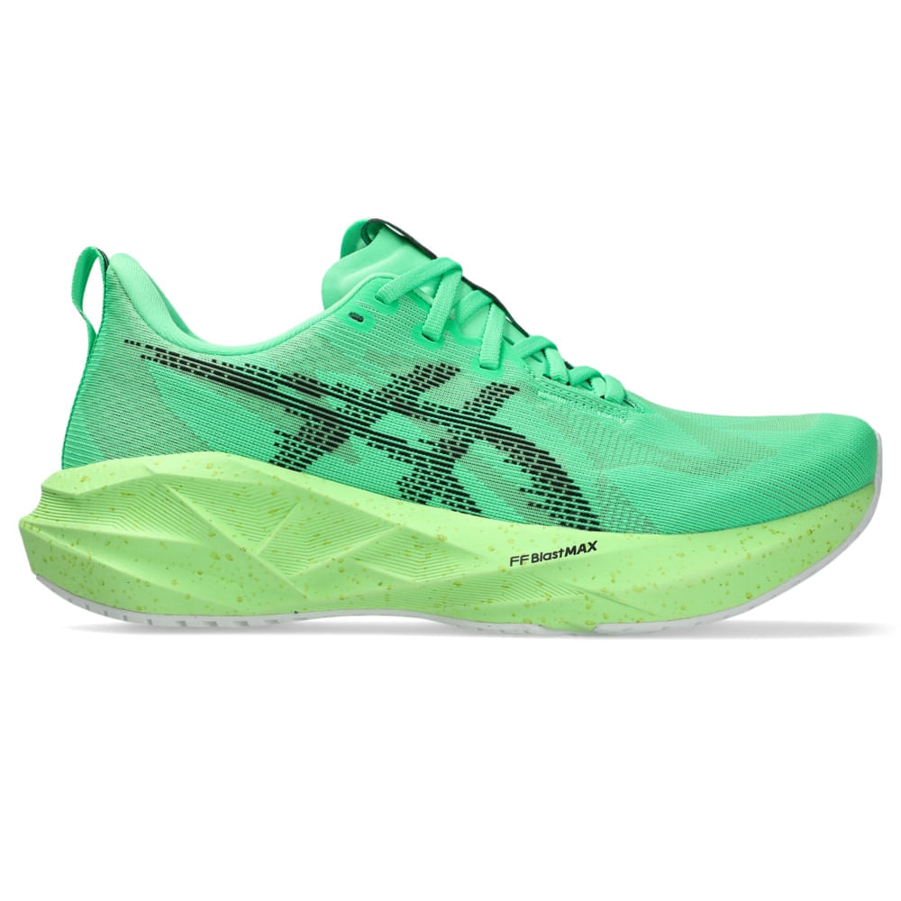 Tênis ASICS Novablast 5 - Masculino - Verde/Preto vista lateral direita - 1011C224-300
