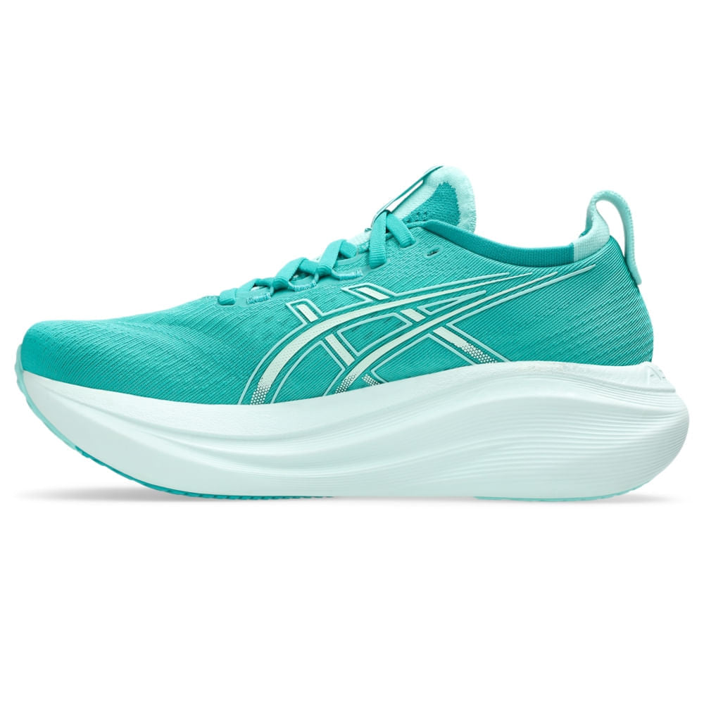 Tênis ASICS GEL-Nimbus 27 - Feminino - Verde/Azul detalhe do produto - 1012B753-400