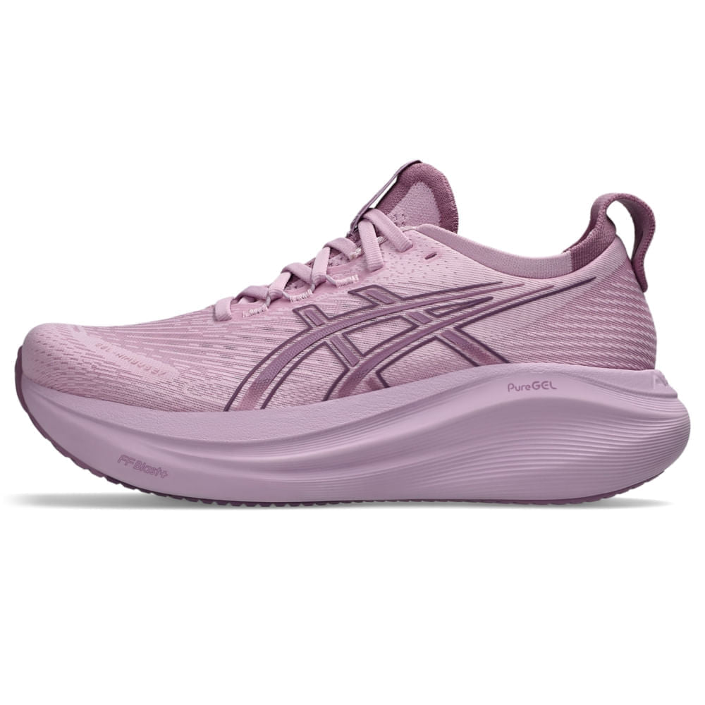 Tênis ASICS GEL-Nimbus 27 - Feminino - Roxo/Roxo vista lateral esquerda - 1012B753-700