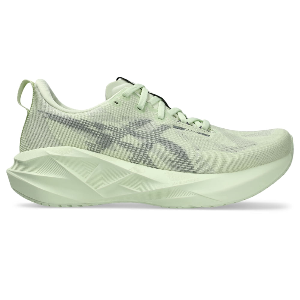 Tênis ASICS Novablast 5 - Feminino - Verde/Verde vista lateral direita - 1012B765-301