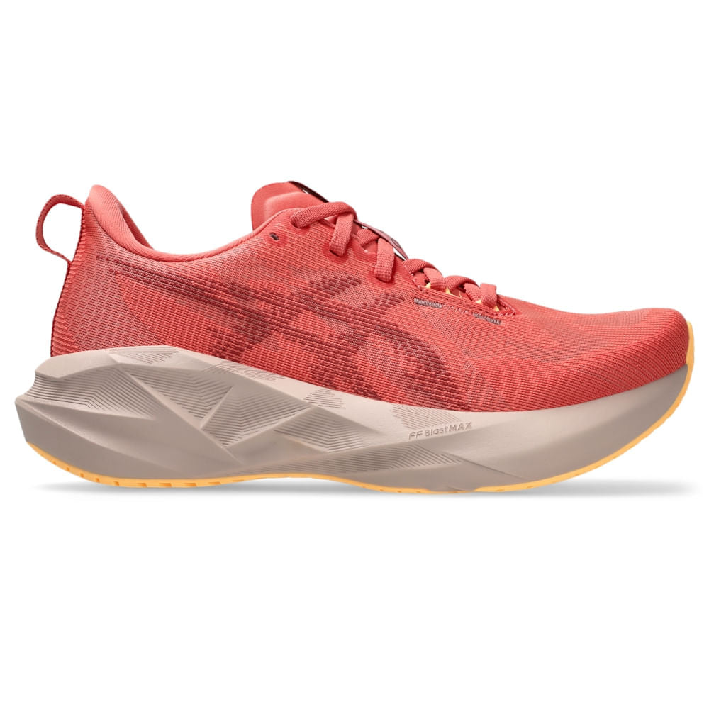 Tênis ASICS Novablast 5 - Feminino - Rosa/Roxo vista lateral direita - 1012B765-701