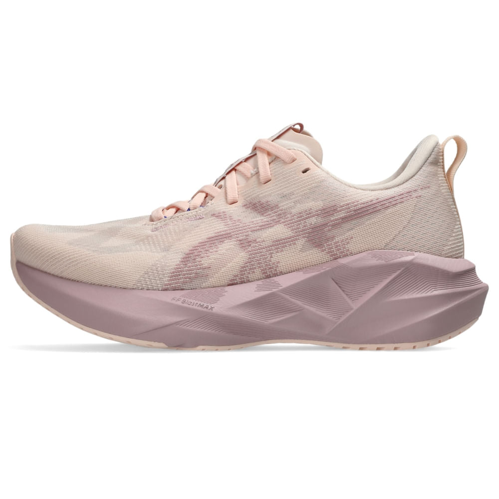 Tênis ASICS Novablast 5 - Feminino - Rosa/Bege vista lateral esquerda - 1012B765-702