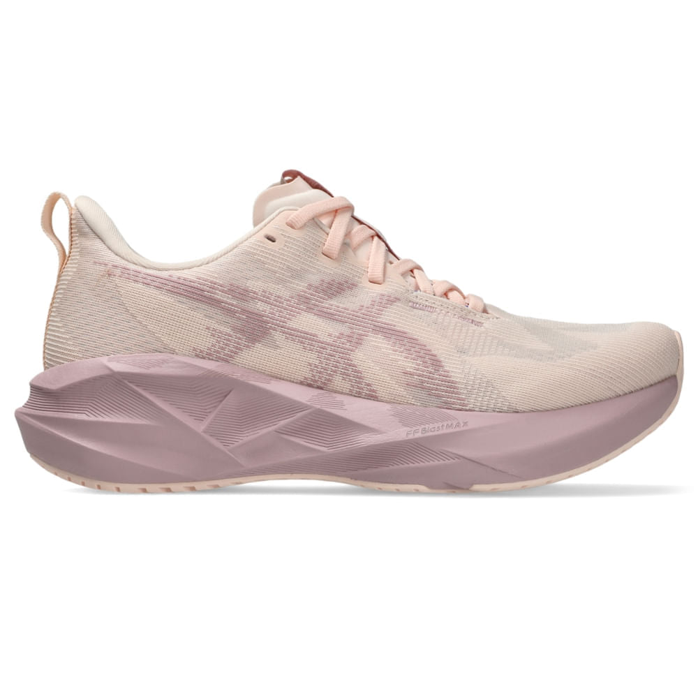 Tênis ASICS Novablast 5 - Feminino - Rosa/Bege vista lateral esquerda - 1012B765-702