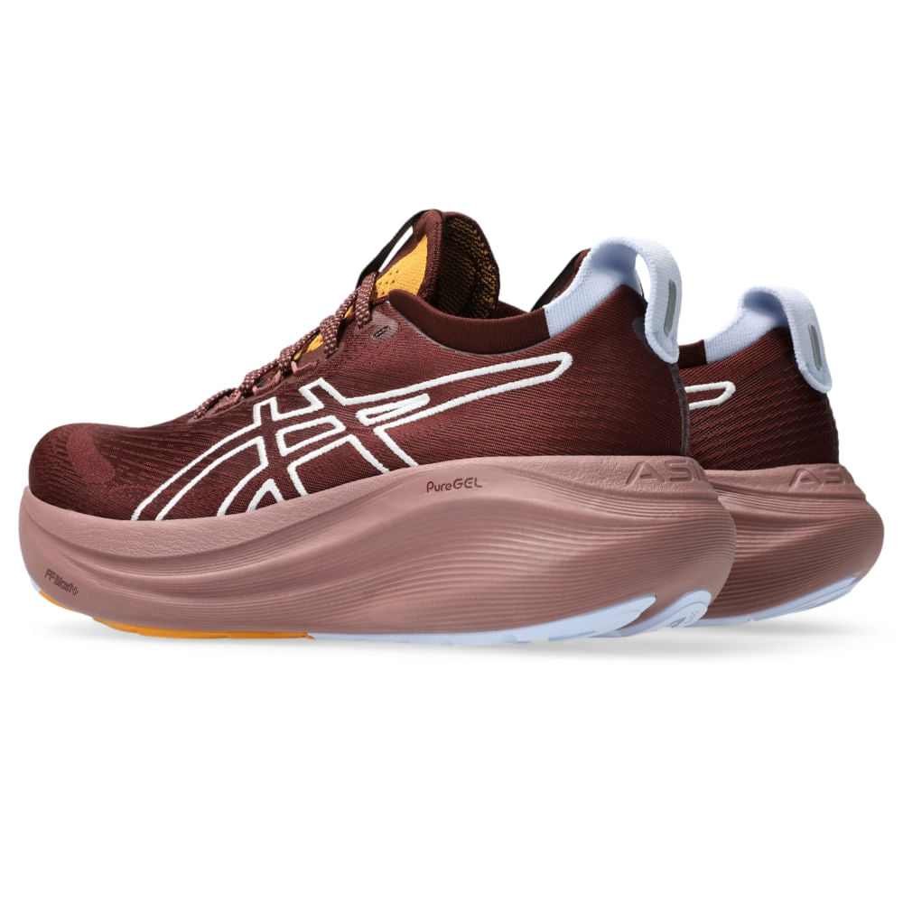 Tênis ASICS GEL-Nimbus 27 Tr - Feminino - Marrom vista frontal - 1012B908-600