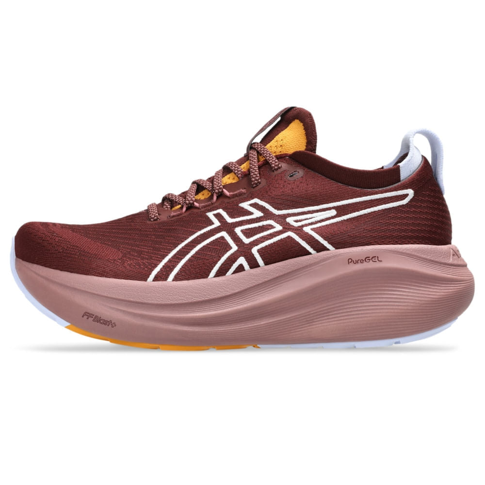 Tênis ASICS GEL-Nimbus 27 Tr - Feminino - Marrom vista lateral esquerda - 1012B908-600