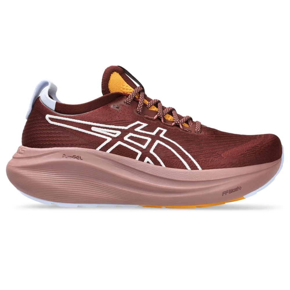 Tênis ASICS GEL-Nimbus 27 Tr - Feminino - Marrom vista lateral direita - 1012B908-600