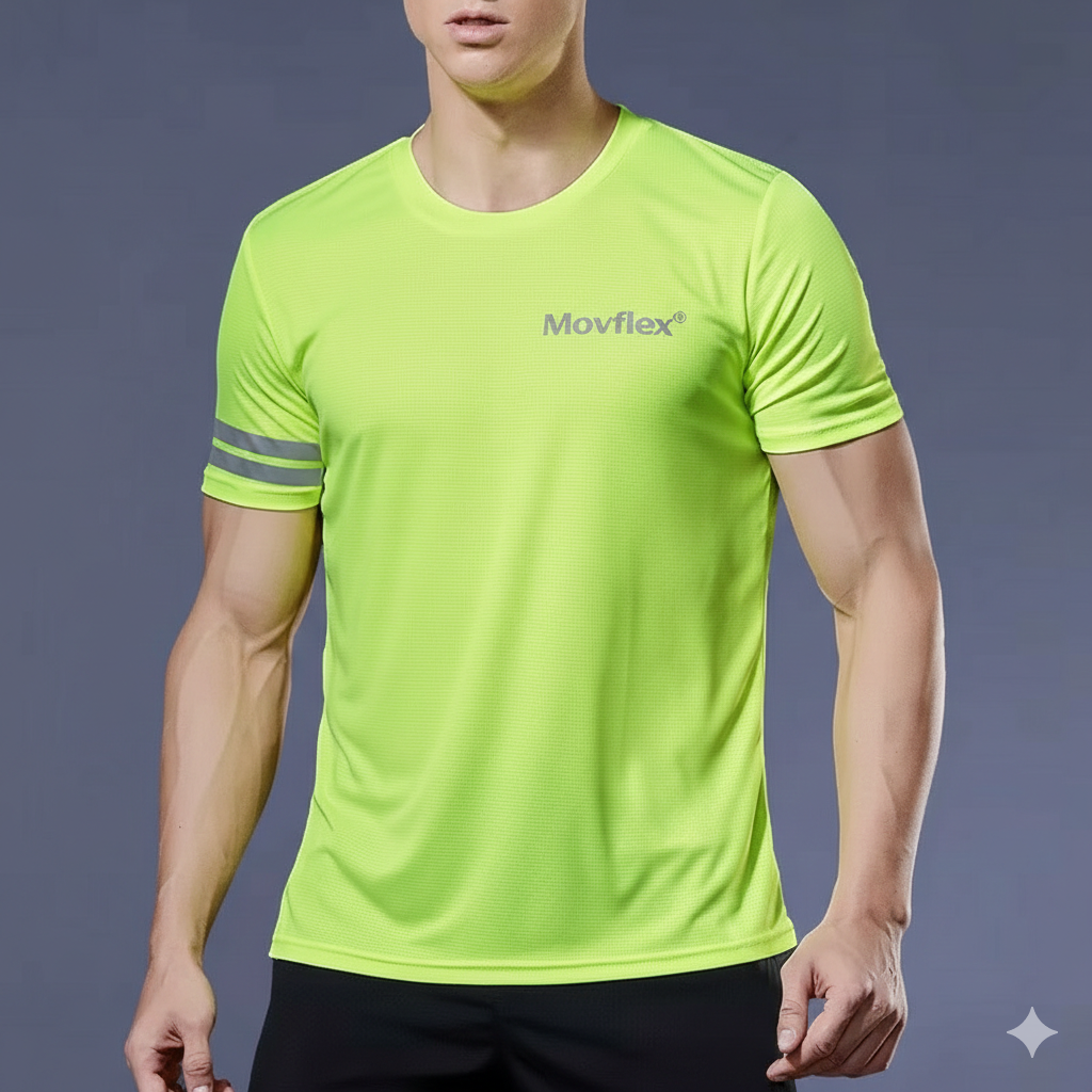 Camisa Running MovFlex – Dry-Tech Ultra Light Verde Neon