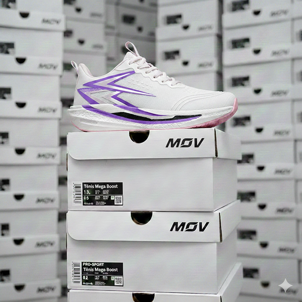 Tênis Mega Boost – White Purple Edition